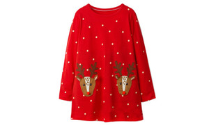 Christmas Polka Dot Elk Children's Dress-la