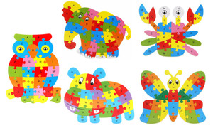  26 Pcs Wooden Blocks Letters ABC Alphabet Animal Puzzle For Kids Pre-School Learning Toy-la