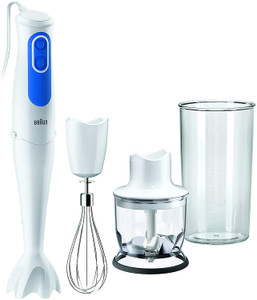 Braun MultiQuick 3 MQ3025 Hand Blender, Omelette Mixer, 2 Speeds, Splash Control, Dishwasher Safe parts, 350 ml Chopper, Whisk and BPA-Free Plastic Beaker - White [Energy Class A]