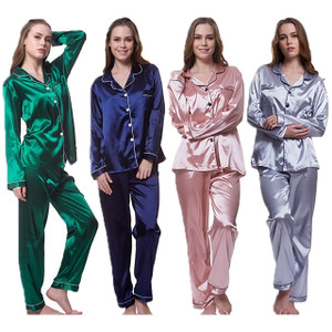 NEW 2601 Long Sleeve Satin Pajamas Set 6787