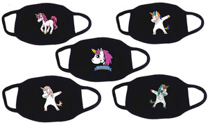  5 PCS Personality Cartoon Unicorn Pattern,Mysterious black Funny stylish Breathable,Washable Cotton-la
