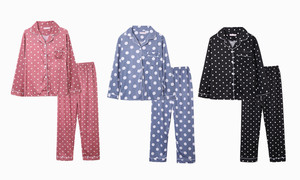 2306   Elegant Long Sleeve Polka Dot Pyjamas Set 6788