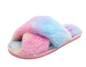 Ladies Fluffy Soft Plush Faux fur warm slippers