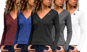 V neck Knitted sweater with buttons