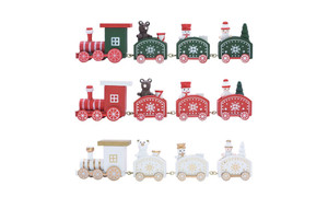  Home Crafts Christmas Wooden four Section Small Train Cartoon Children'S Holiday Birthday Gift Window Desktop Bookshelf Decorations Decoration