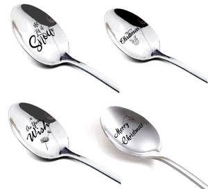 Pack of 4 Christmas Greetings Engraved Spoons 9674
