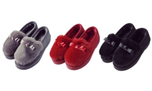 Furry Bowtie winter warm slippers