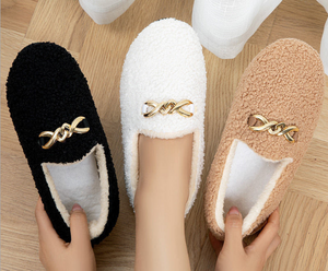 Soft fleece Chain winter warm slippers 3008