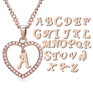  Initial Letter Cubic Zirconia Chain Necklace