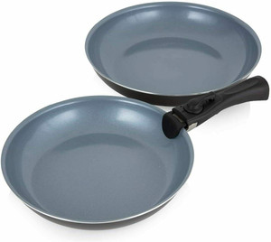 Tower T800203 Freedom 3 Piece Cookware Set with Ceramic Coating, Stackable Design and Detachable Handle, Graphite, Aluminium