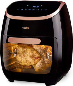 Tower T17039RGB 5-in-1 Digital Air Fryer Oven with Rapid Air Circulation and 60 Min Timer, 11 Litre, Black and Rose Gold