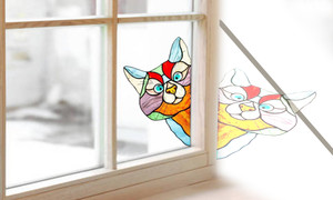 Cat Stained Glass  Window Decoration