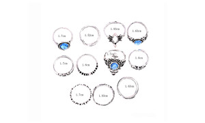 Alloy Diamond Joint Ring Combination Drop 11 Piece Set-LA