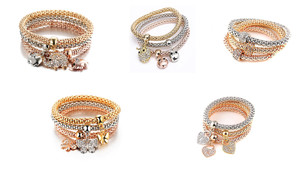 three-color suit elastic popcorn corn chain diamond butterfly pendant bracelet-LA1041