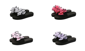 All-match bowknot slip-on flip flops, non-slip casual, thick-soled beach flip flops