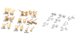 Simple set of 9 pairs of metal earrings, geometric earrings-3095LA