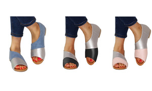 open toe two tone shoes