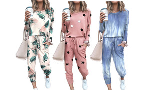 Loose Fit Summer printed long-sleeved casual suit