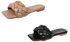 NEW-Sponge woven flat sandals and slippers