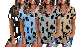 NEW-Women's Leopard Loose T-Shirt-LA