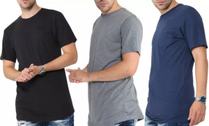 NEW-Men's Plain Textured Long T-Shirt-1074LA