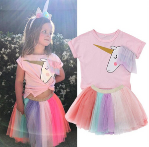 Unicorn 2pcs T shirt and skirt -1053LA