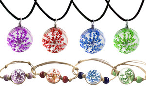 Pressed Gypsophila flower Necklace and Bracelet Gift set