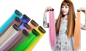 2x  Clip In Highlight Streaks Festival Long Hair Extensions LA