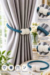 Pearl Magnetic Curtain Tiebacks 2 Pack Elegant Rope Holdbacks 0025