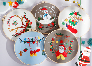 Christmas Themed DIY Cross Stitch Embroidery Starter Kit-la