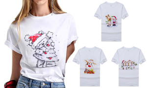 （No more production, offline）Women Christmas Cute T shirt-la