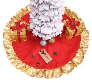Christmas Tree Skirt gold and red-la 1142