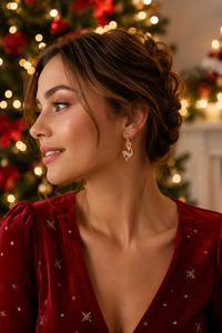 Crystal Reindeer Charm Earrings 0191-LA