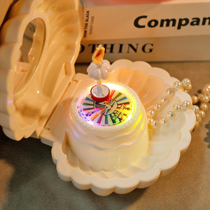 NEW-Shell Light Music Box Mirror Jewelry Box0208-LA