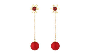 NEW-Christmas Earrings -  Snowflake Earrings Female Long Style Simple Red Pearl Earrings, Women Charm Fashion Jewelry 0231-LA