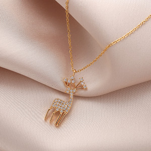 New-Elk Deer Pendant Necklace0262-LA