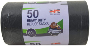 Mammoth 50PCS Heavy Duty Refuse Sacks 80L