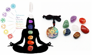 Chakra Round  necklace with seven Chakra healing gemstones gift set