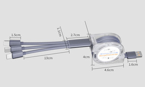 NEW   Retractable one-to-three data cable multi-function three-in-one data cable  0288  LA