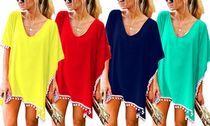 Pom-Poms Summer Bikini Cover Up Sarong Beach Dress Swimwear -1084la