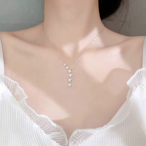 NEW Silver female star necklace 0340 LA