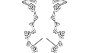 NEW Star shape 925 silver Zircon Earrings 0353 LA