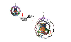 NEW Owl Butterfly Stainless Steel Metal Stereoscopic 3D Rotary Wind Chime 0369