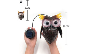 NEW Solar owl wrought  hollow chandelier garden decoration  5154