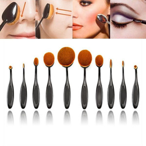 10Pcs/Set Pro Oval Foundation Powder Brushes