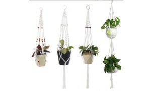 NEW  4pcs Gardening flower pot net pocket hand-woven diy cotton rope hanging sling cotton rope woven flower pot 5306