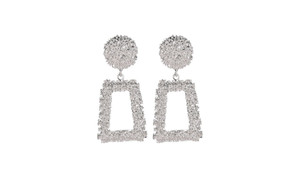 NEW  Frosted Geometric Earrings Creative Personality Embossed Trapezoid Long Earrings 5376