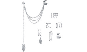 NEW  7-piece set of creative personality double C cartilage U-shaped earrings 5395