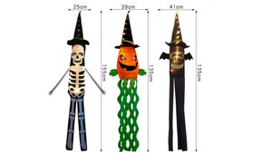 NEW three-piece set Halloween Party Yard Decoration Horror Ghost Clothes Wizard Hat Bat Pumpkin Skeleton Skeleton String Lights 5415