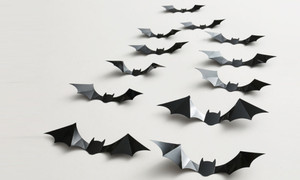 NEW  96PCS Halloween Bat Wall Sticker 3D Stereo Black Bat Sticker Festive Party Wall Decoration 5425